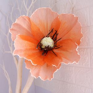 50cm Artificial linen Poppy Flower head Wedding Flower wall Decoration Road Lead home decoration Display poppies Fake flowers