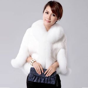 Whiteblack Bolero Women Faux Fur Shawl Stals Wrap Fashion Bridal Capes Zimowe ciepłe futro Bolero zagęszcza szal z długimi rękawami231i