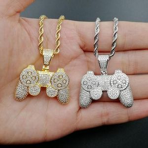 18K Pozłacane Bling Diamond Męskie Zestaw Słuchawkowy Wisiorek Twist Łańcuch Naszyjnik Hip Hop Rapper Masculina Urodziny Bijoux Biżuteria Prezenty dla Mężczyzn Kobiety