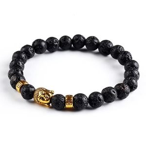 Buddha buddhistiska armband för män tigerögonpärlor 8mm lava stenpärlor gallsten religiösa mens smycken gåva