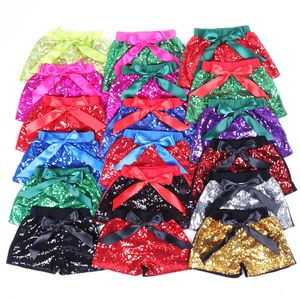 60 Style Summer baby Girls Sequins Shorts Kids Glitter Bling Pants Dance Shorts Fashion Pants Boutique Bow Princess Party Knot Shorts AA1917