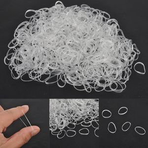 500pcs Hair Tie Band Ponytail Holder Elastic Rubber Clear White Women DIY Hair Styling Tools Accessory Circle Ponytail Headwear