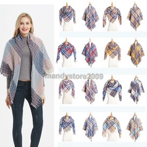 40 färger Kvinnor Plaid Scalves GRID TASSEL WRAP SUPPER CONCCK SHACK Winter Neckerchief Lattice Kerchief Filt Scarf