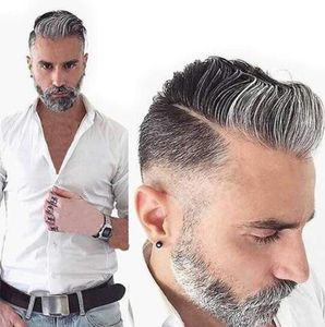 Eversilky Grey Toupee for Men Hair pieces Fine Mono Parrucchino da uomo Capelli umani vergini