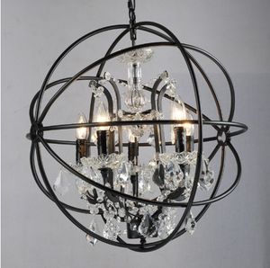 Industria retrò pendente lampadari a forma di cristallo di ferro a forma di palla lampada E14 vintage loft loft americano arte della lampada artistico appeso luce soggiorno llfa