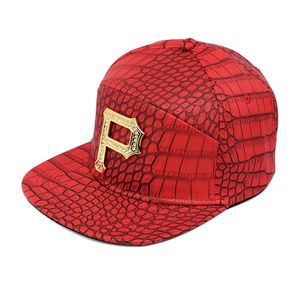 Män pu läder hip hop baseball hattar krokodil korn snapback caps p logo mode street dance baseball cap kvinnor svart guld hiphop hatt