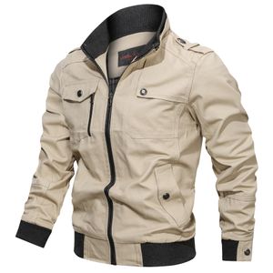 Giacca casual in puro colore Tasca con zip Giacca con colletto alla coreana Giacca da uomo in cotone sottile Supporto per caduta lotto misto