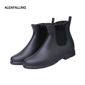 Aleafalling new design rain boots waterproof flat with shoes woman rain woman water rubber ankle boots elastic band botas w022