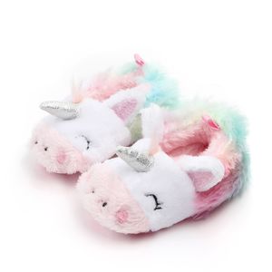 Nuovo bambino neonato unicorno scarpe striscianti per bambini ragazzo ragazza agnello pantofole prewalker scarpe da ginnastica pelliccia inverno primi camminatori