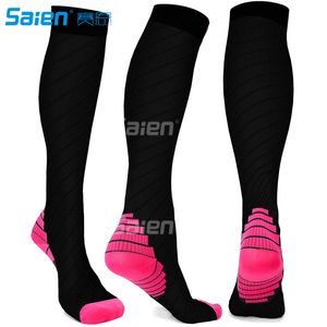 Skarpety kompresyjne Mężczyźni Kobiety Pończochy, 20-30mhg Kolano Wysokie Grube Black Sport Running Sock - Support Wąż Obrotowy Odzyskiwanie