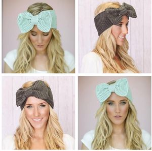 crochê mulheres torção nó headbands quentes de malha de inverno de moda bowknot turbante grande mais quente arcos bandas de cabelo Headwrap acessório atacado