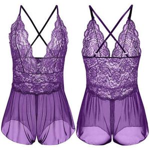 New Babydoll Crotchless Bodysuit Lingerie Set Sexy Underwear Lace Nightwear Gift Hot #R54