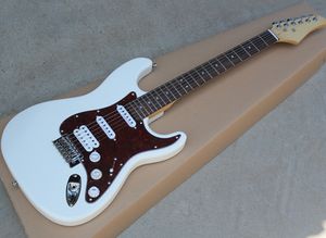 Factory Direct Sale Vit elektrisk gitarr med ssh pickup, Rosewood Fingerboard, vit pickguard, kan anpassas