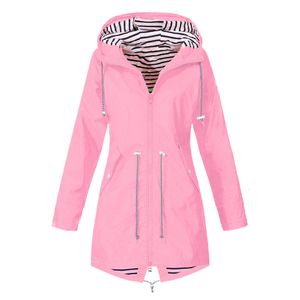 2019 Mode neue lange Jacke Outdoor Damen Regenmantel wasserdichte Wanderjacke Regenmantel mit Kapuze 6,12 V191022