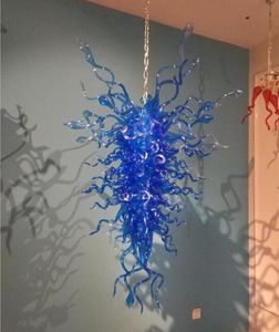 Consideravelmente azul Villa Lâmpada Mão Blown Art Glass Chandelier Iluminação Murano Pingente de cristal Luminárias de Home Decor Teto Light-W