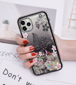 Custodia per telefono con strass con diamanti glitterati Bling per iPhone 11 PRO MAX Cover con fiori di sabbie mobili liquide per iPhone XR MAX 8 7 6 PLUS