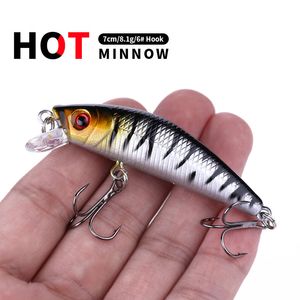 Newup 8pcs Minnow Fishing Lures 8.1cm 7g Artificial Hard Bait Mini Fish Wobblers colorato