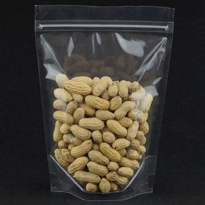 15 * 22 + 4cm 100pcs / lot stativ upp hög transparent plast ziplock väska, transparens plast zip låsa matdopack, banan chip packning påse