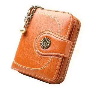 Kvinnors Kort Läder Kreditkort Hållare Zipper Pocket Spänne Elegant Koppling Coin Purses Wallet Vintage Style