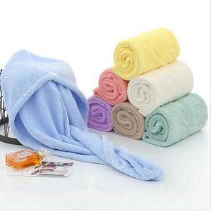 Czapki prysznicowe Microfiber Magic Szybkie Suche Ręczniki Do Włosów Kolorowe Przyciski Cap Wrapped Ręczniki Turban Head Wrap Narzędzia kąpielowe 6 Kolory Zyq391