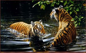 Hem Konst Dekor Animal Tiger Oljemålning Bild Tryckt på duk för vardagsrummet Adornment Art A25