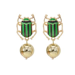 3 color Cute Cartoon Insect Beetle Bead Drop Dangle Earrings Summer Holiday Jewelry for Women