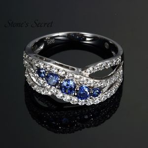 Moda - Curved Design Moda 925 Sterling Silver Tanzanite Pierścienie Zaręczynowe Najlepiej sprzedające się pierścienie dla kobiet