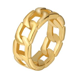 316L Ze stali nierdzewnej Cuban Link Ring Mens Ring Hip Hop Mężczyźni Złoty Silver Black Vintage Pierścienie Punk Biżuteria Party Rozmiar 7-12