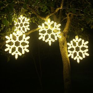 Led piccole luci lampeggianti simulatore fiocchi di neve stelle festa alberi all'aperto pendenti decorazioni natalizie luci sospese