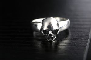 925 Sterling Silver Punk Crânio Anel Anéis Vintage Anéis para Homens Mulheres Amantes Moda Cool Jóias Hip Hop Rapper Rock Anéis