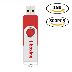 Bulk 800st 1 GB USB Flash Drives Metal Rotating Memory Sticks Swivel USB Pen Drive Thumb STRAGE LED Indikator för dator bärbar tablett