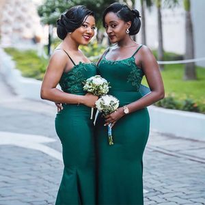 free shipping Green Mermaid Bridesmaid Dresses Long Lace Appliques Beaded Lace Up Wedding Guest Dress Maid Of Honor Prom Gowns