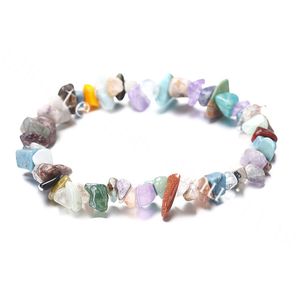 20st Natural Freeform Chips Nugget Stone Elastic Sträcka Armband Smycken Handgjorda Healing Crystal Rock Loose Gemstone Beaded Armband