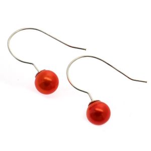 Heißer Stil Promi einfache Ohrring Perle 925 Sterling Silber Ohrring rote Perle Ohrbügel DIY Perlenschmuck
