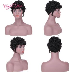 Frisuren für mittellanges Haar Frauen Ombre Perücken Haarfrisuren für kurzes lockiges Haar Knall Virgin Human Perücken Kinky Curly Black Marleyv