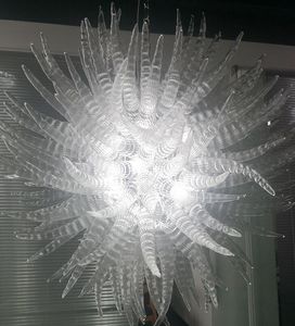 Lampor Italienska 36 inches Transparent Glass Kedja Hängsmycke Ljus Anpassad Spiraler Crystal Chandelier Lighting For Home Hotel Restaurant Konst Decor