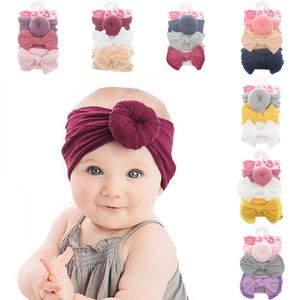 Wholesale baby girl headbands sets resale online - 3pcs set Baby Girls Knot Ball Donut Headbands Bow Turban Headwrap Infant Hairbands Hair Accessories For Toddlers Photo Props