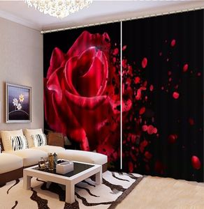カーテン赤い繊細なローズ3 dフローラルカーテンリビングルームベッドルーム美しい実用的な遮光カーテン