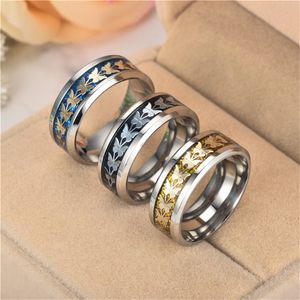 2020 New Fashion Silver Color Punk Vintage Stainless Steel Gold Color Butterfly Wedding Ring for Men