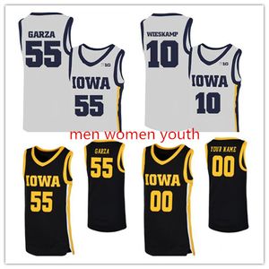 Män Kvinnor Ungdom 2020 NCAA Iowa Hawkeyes Jerseys 55 Luka Garza 10 Joe Wieskamp 25 Tyler Cook 15 Kriener 30 Lester Basketsträngar