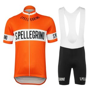 夏の熱い販売1976オレンジレトロなサイクリングジャージーとビブショーツジェル通気性パッドセット男性半袖マウンテンバイキングロードバイクの服