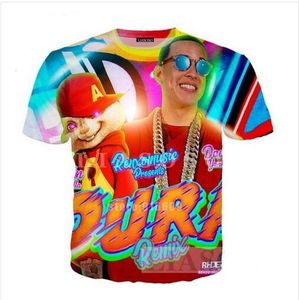 Nova Moda Daddy Yankee Remix Bad O Pescoço T-shirt Tamanho Grande Lazer 3D Impressão Personalidade Solida Fitness Workout Tee Camisetas DB018