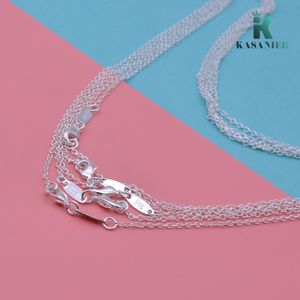 5pcs/lot Fashion 925 Silver Fine Chain Women Jewelry Rolo Necklace 1mm O Chain 925 Lobster Clasps Tag 16/18/20/22/24 inch