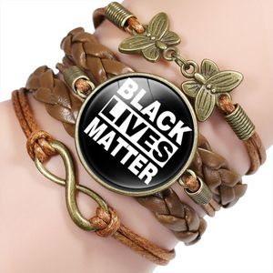 Infinity Black Lives Matter Bracciali Non riesco a respirare I Have A Dream Lettera Uomo Moda Braccialetti avvolgenti in pelle Donna Treccia Marrone Gioielli con ciondolo