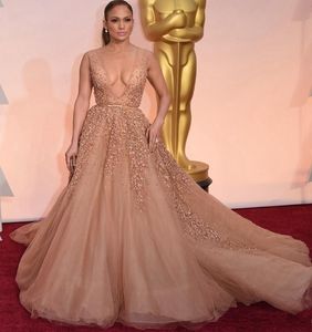 Tapete Vermelho Jennifer Lopez Vestidos Oscar celebridade profunda V Neck Rhinestone vestidos 88 Oscar Prom Party Dresses HY1000
