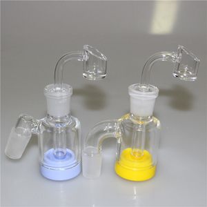 Glass Ash Catcher hookah With Female Male 14mm 18mm Joint 2.5mm Thickness Ashcatcher bubbler Dab Rig Bong Silicone Container Jar dabber tool