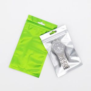 100pcs 10*15cm Clear and Green Zip Lock Seal Packaging Bags with Tear Notch Gift Storage Package Craft Bag Matte Flat Bottom Pack Pouch