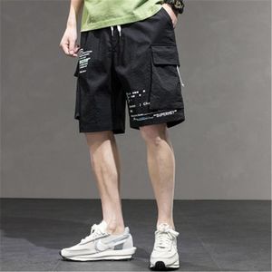 Ferramental Shorts Men Moda Moda Verão Casual Bolsos Calças Coreano Tendência Male Novo Solto Esportes Lace Up Shorts Roupa