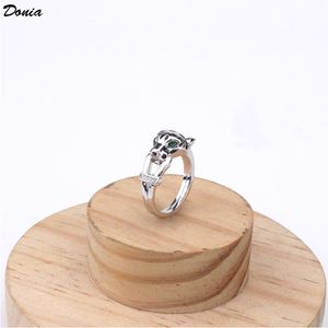 Donia jewelry luxury ring fashion set green eye leopard copper micro-inlaid zircon European and American creative designer gift