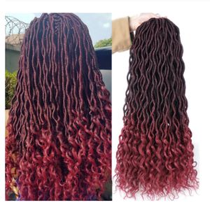 Goddess Locs Hair Extensions Faux Locs Curly Crochet Braids Ombre Synthetic Braiding Hairs Bohemian